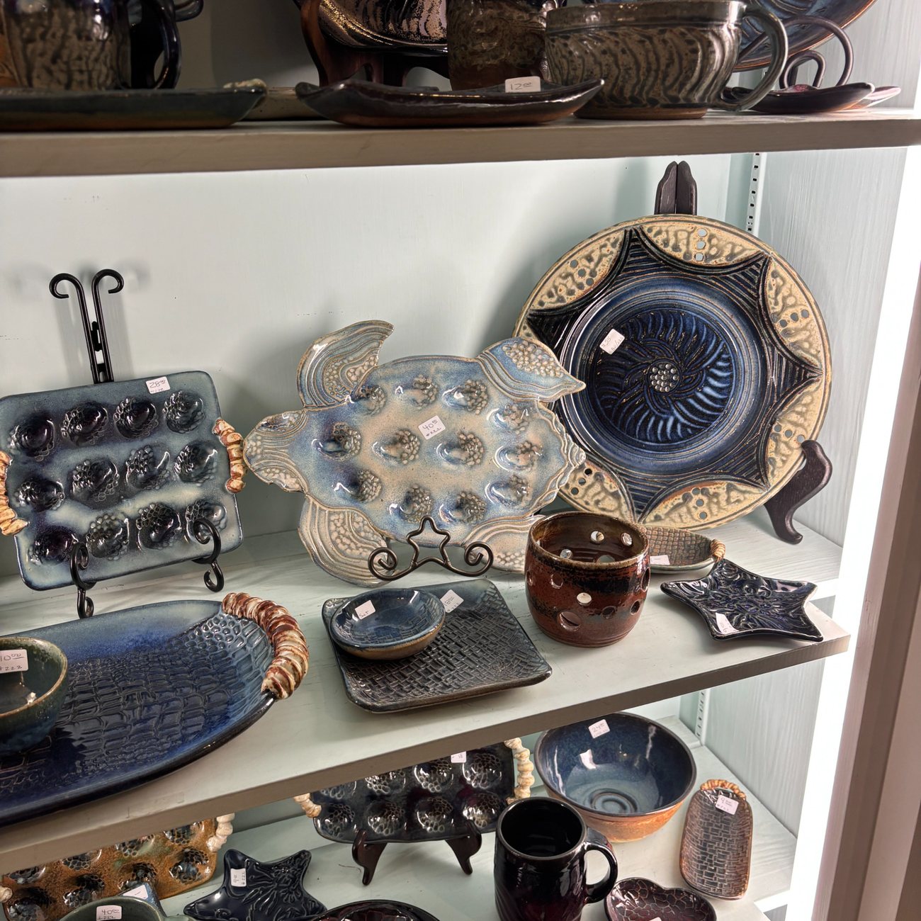 Handcrafted pottery display